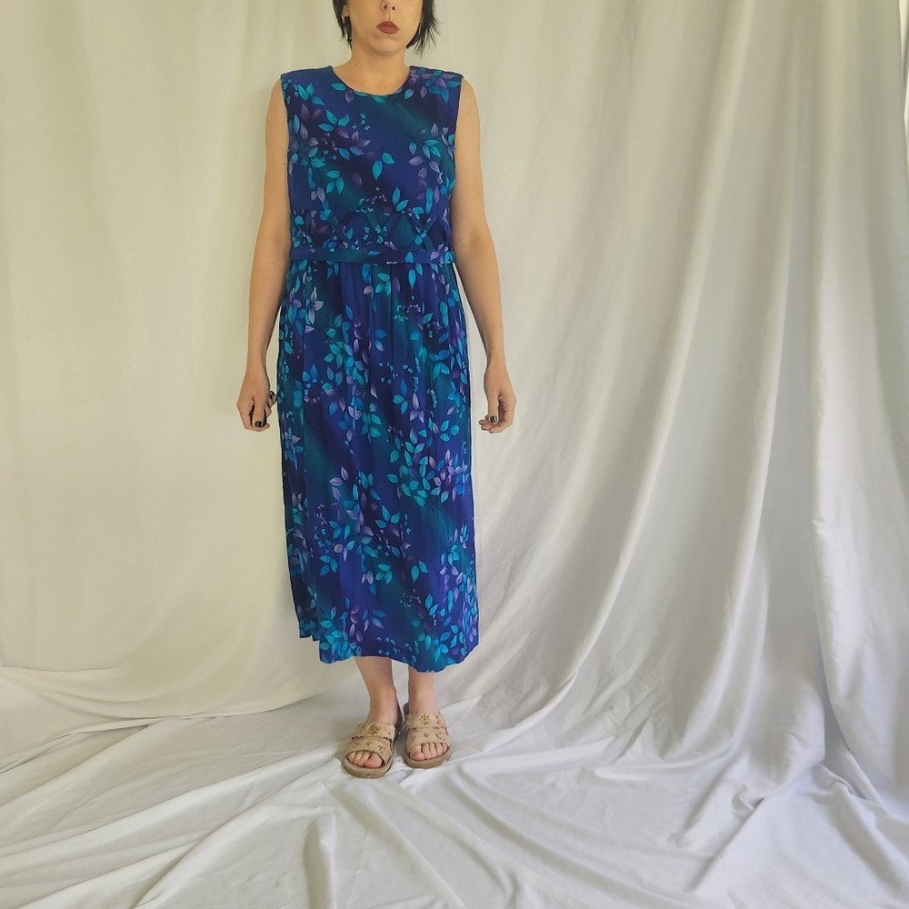 90s/00s Purple, Green, and Blue Floral Sundress